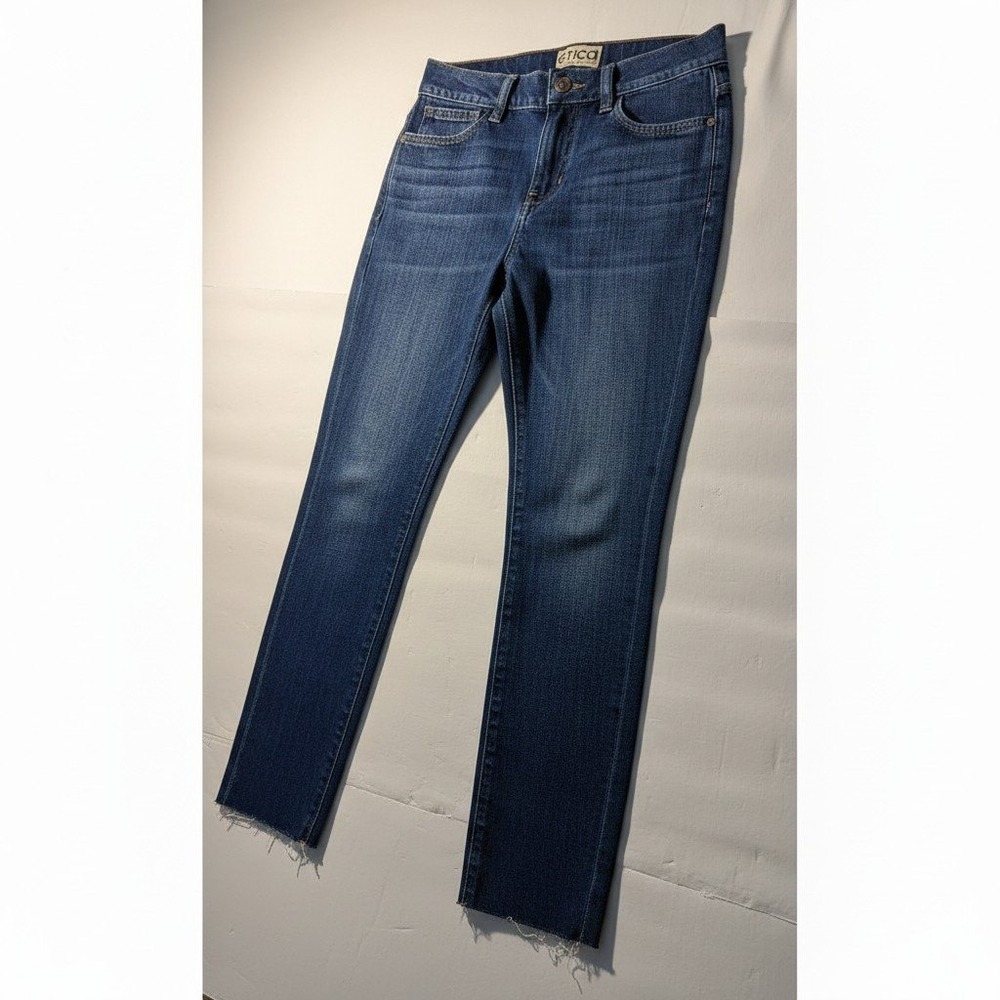 Etica Finn High Rise Skinny Jeans‎ Medium Wash Raw Hem Denim Womens Size 27